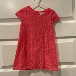 Coral Floral Lace Dress. Size 2T.